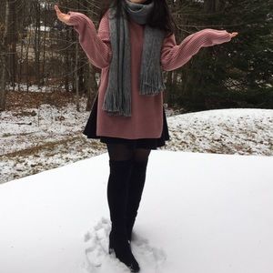 MISSGUIDED PINK OVERSIZED LONGLINE SWEATER